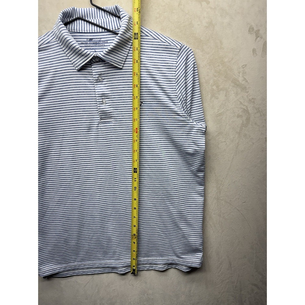 Vineyard Vines On-The-Go Sankaty Polo Shirt Mens L Blue Stripe Performance Golf - Picture 4 of 8